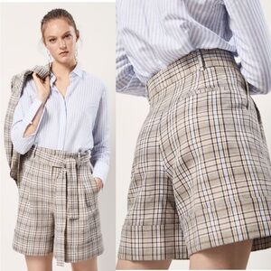 Massimo Dutti High Waist Plaid Shorts